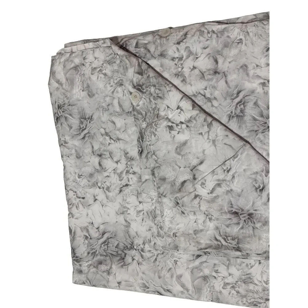 Vera Wang Home Tuille Floral Duvet Cover King Sz Gray White Print Cotton Bedding